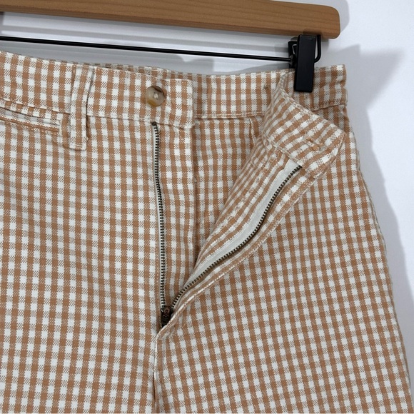 Madewell Gingham Emmett Wide Leg Crop Pants Tan White Size 28 - Picture 7 of 12